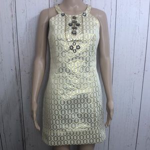 Antho Pniinp Gold Sleeveless Embellished Dress Sm